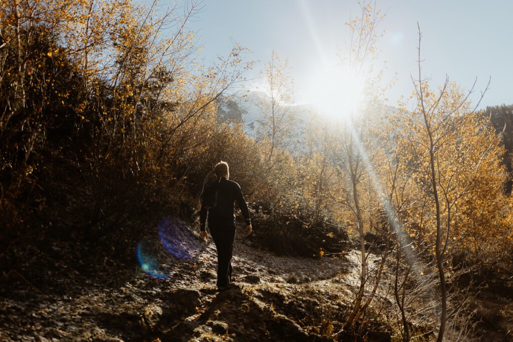 A hiker on the Mount Brorrick trail.