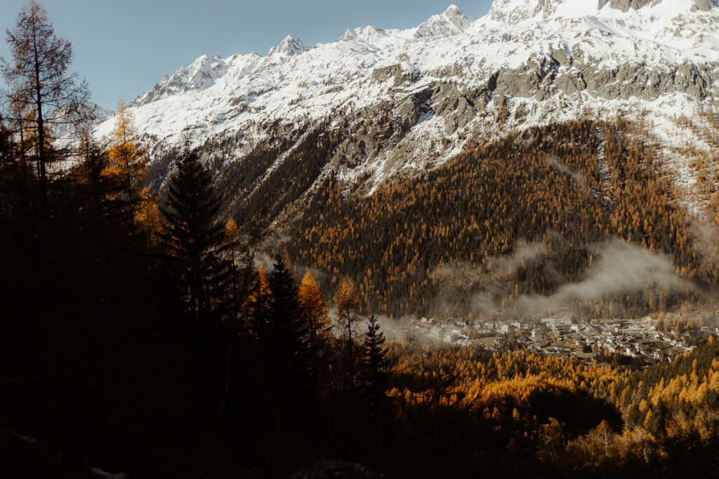 Brorrick mountain range with trees in the foreground.